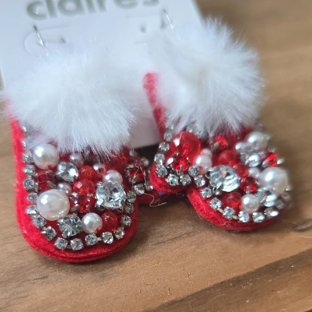 Claire's Chritmas Festive Pom-Pom Earrings🌲